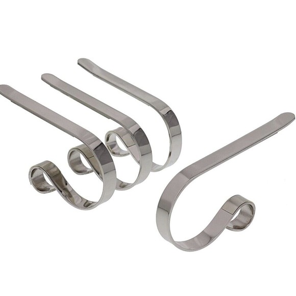 The Original Mantle Clip Set of 4 Stocking Holder Silver Christmas Decoration - Picture 2 of 5